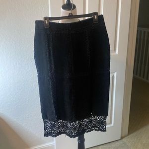 Beautiful black leather and crochet skirt